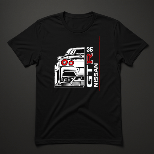 חולצת Nissan GT-R, חולצת R35, חולצה עם רכב יפני, חולצת רכב אחורי, חולצה לאוהבי JDM