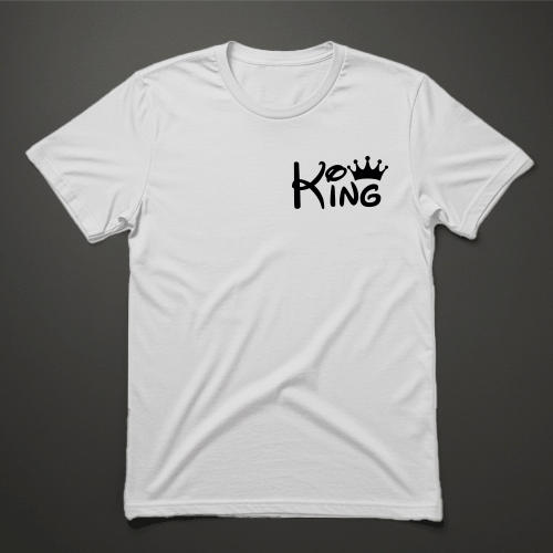 חולצת King, טישרט לבן לגבר, חולצה זוגית לגברים, חולצת מלך, חולצה עם כתר לגבר