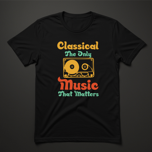 חולצת טריקו שחורה עם הדפס רטרו Classical The Only Music That Matters