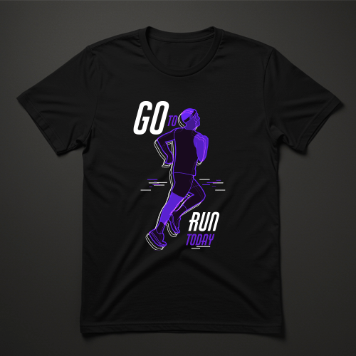 חולצת ספורט שחורה לגברים עם דמות רצה והכיתוב Go To Run Today