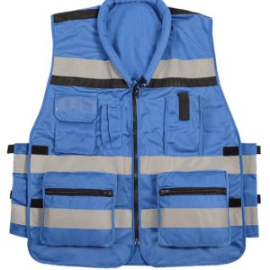 אפוד זוהר כחול עם כיסים ורוכסן לעובדים מבית arena