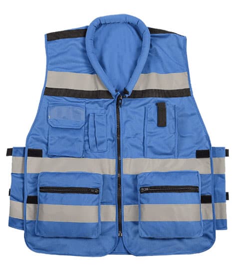 אפוד זוהר כחול עם כיסים ורוכסן לעובדים מבית arena