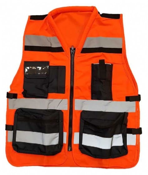 אפוד זוהר כתום עם כיסים לעבודה מבית arena