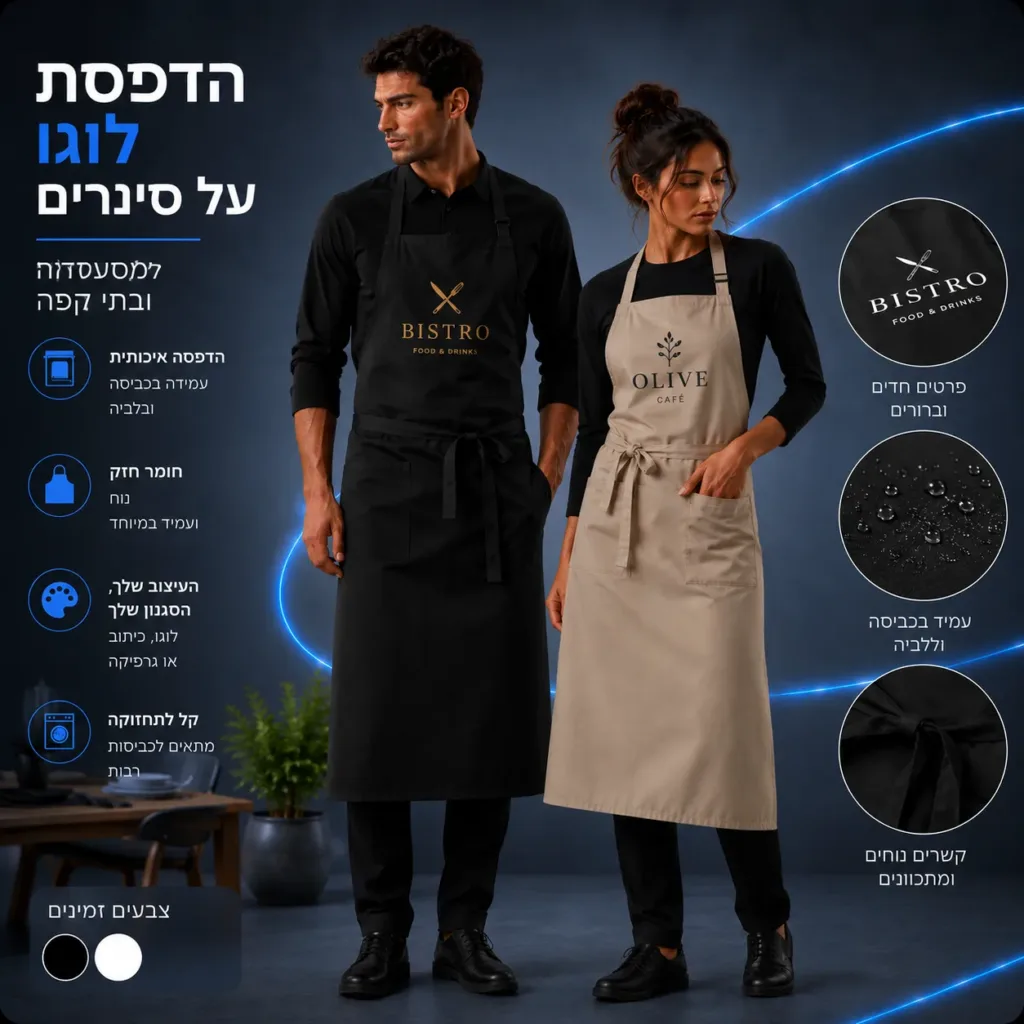 הדפסת לוגו על סינרים למסעדות ולעסקי אוכל