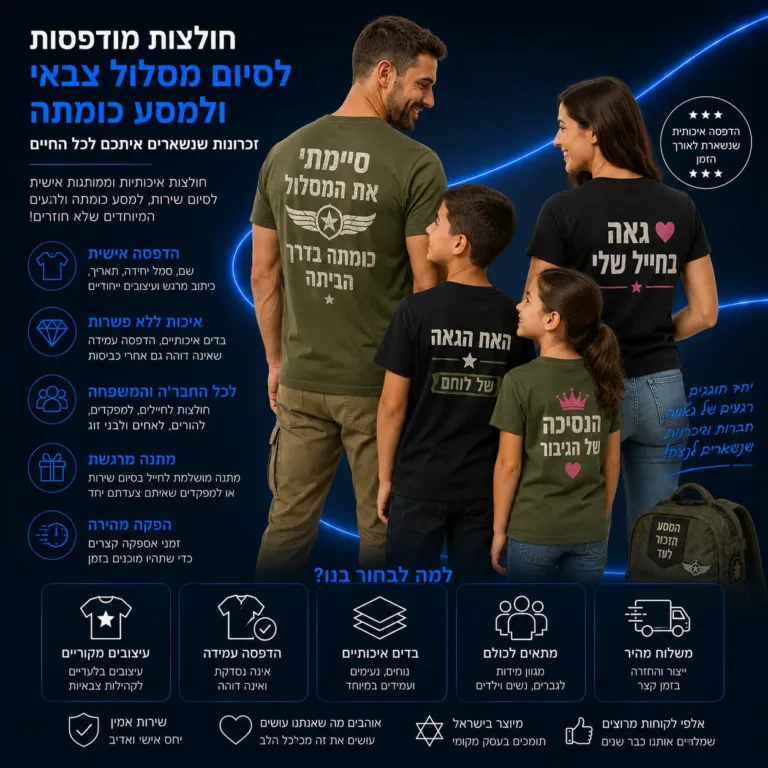 חולצות מודפסות לסיום מסלול צבאי ולמסע כומתה