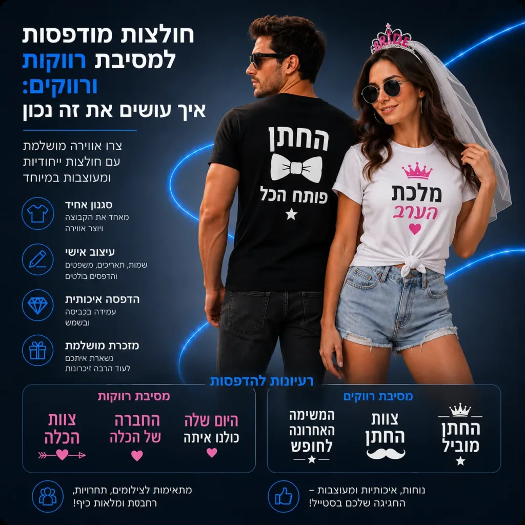 חולצות מודפסות למסיבת רווקות ורווקים: איך עושים את זה נכון