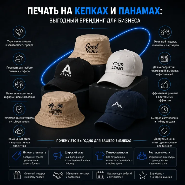 Печать на кепках и панамах: выгодный брендинг для бизнеса