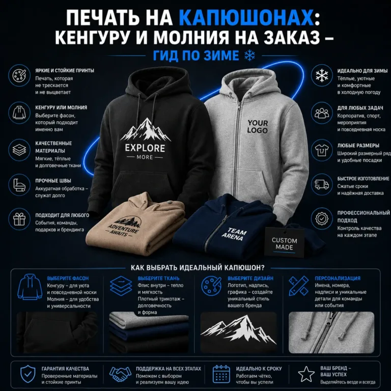 Печать на худи: кенгуру или на молнии, полный гид к зиме