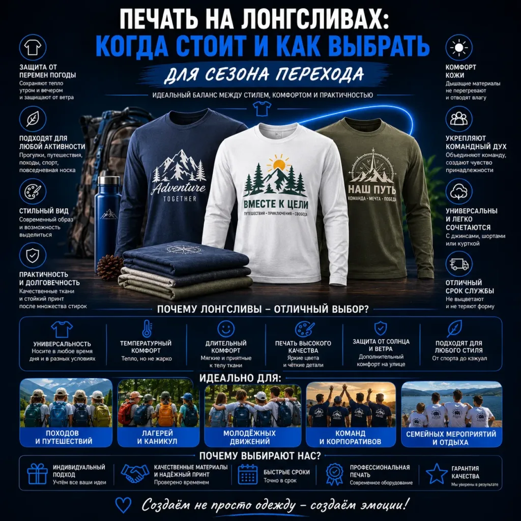 Футболки с длинным рукавом и печатью: когда выбрать и как подобрать в межсезонье
