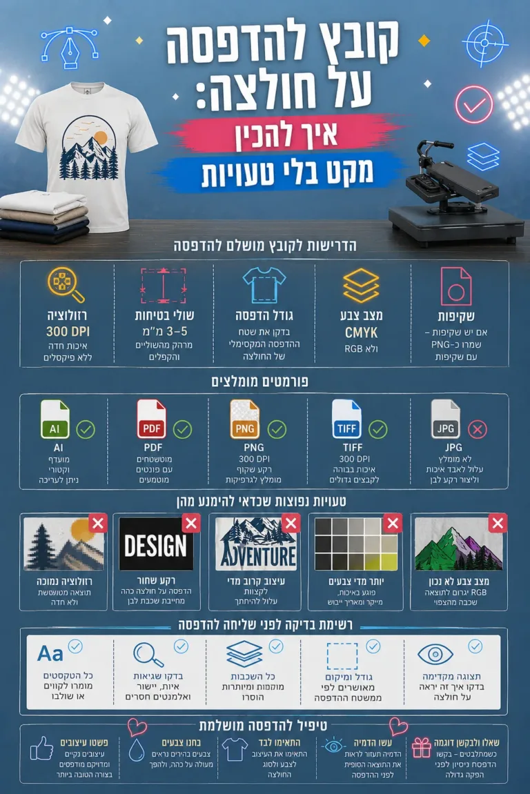 איך מכינים קובץ נכון להדפסה על חולצה: מדריך מעשי