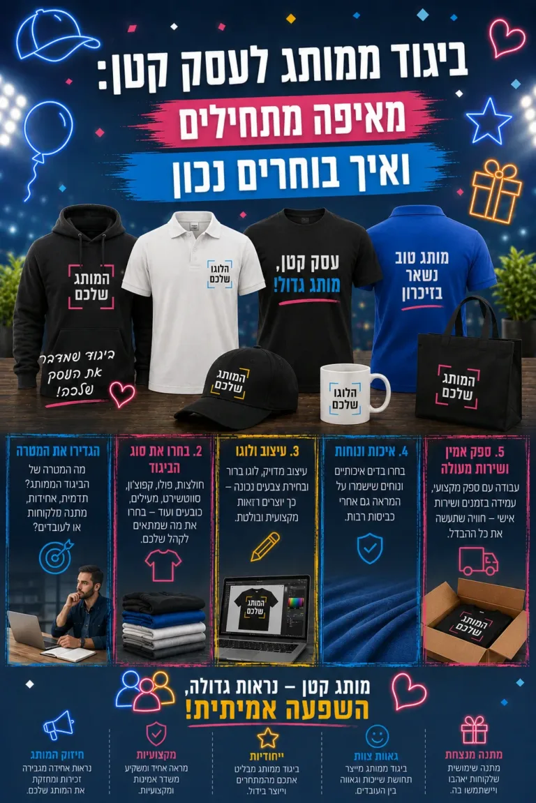 ביגוד ממותג לעסק קטן: מאיפה מתחילים ואיך בוחרים נכון