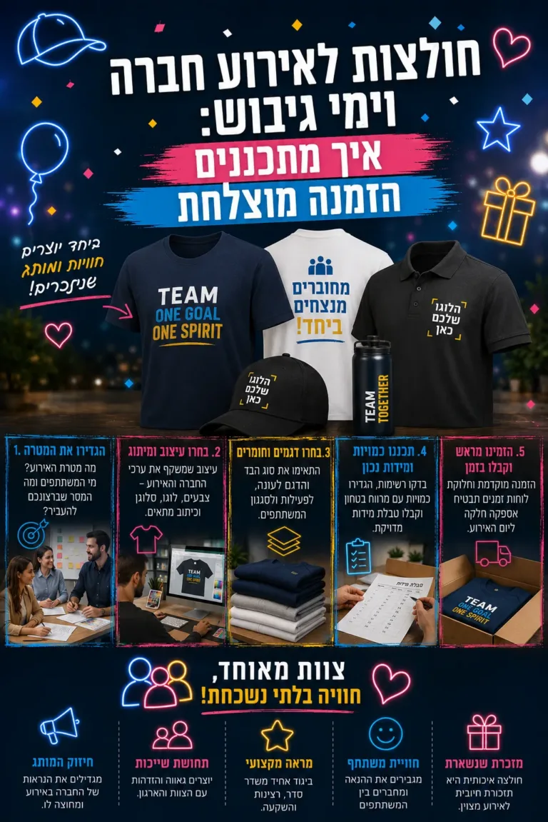 חולצות לאירוע חברה וימי גיבוש: איך מתכננים הזמנה מוצלחת