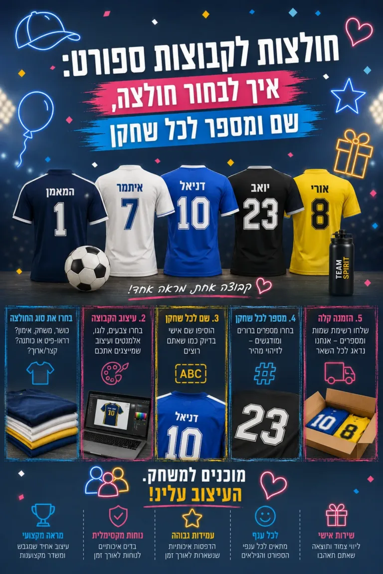 חולצות לקבוצות ספורט: איך לבחור חולצה, שם ומספר לכל שחקן