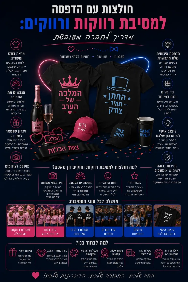 חולצות מודפסות למסיבת רווקות ורווקים: מדריך לחבורה מתואמת