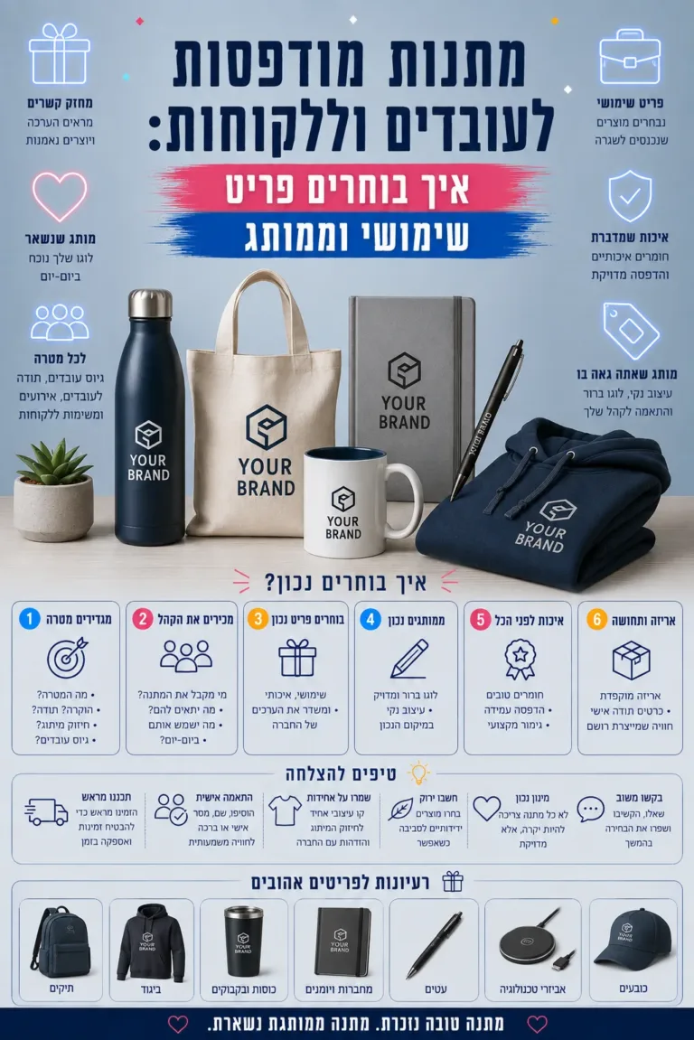 מתנות מודפסות לעובדים וללקוחות: איך בוחרים פריט שימושי וממותג