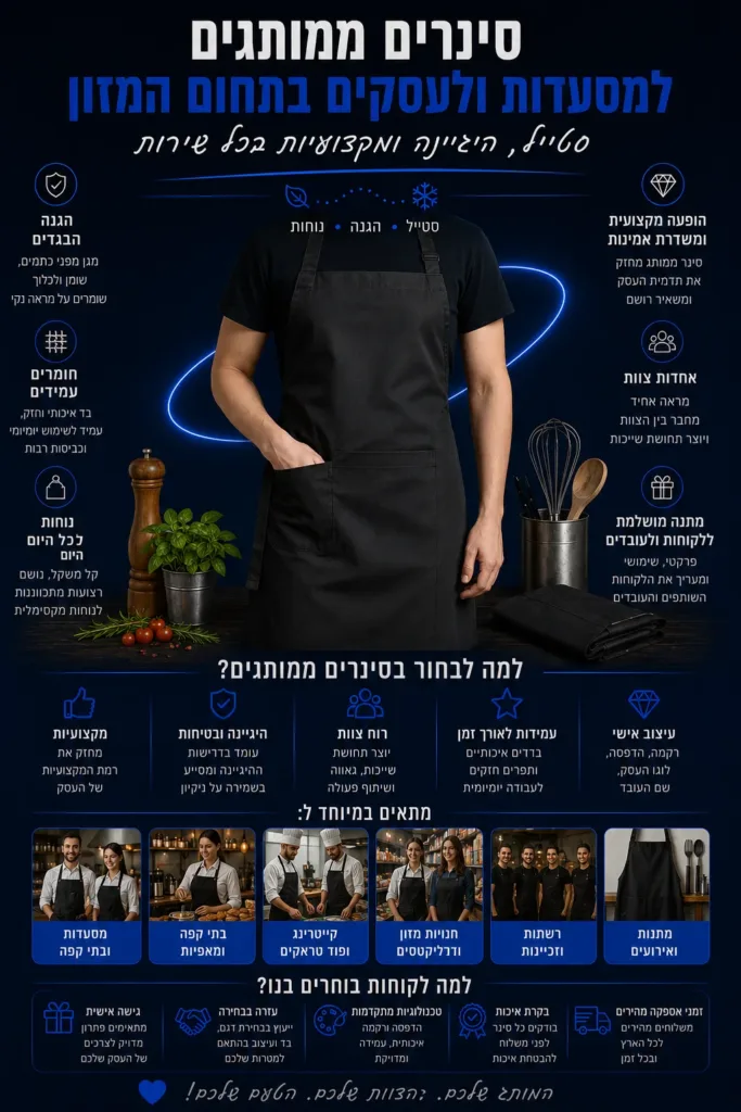 סינרים ממותגים למסעדות ולעסקי אוכל: מדריך להדפסת לוגו