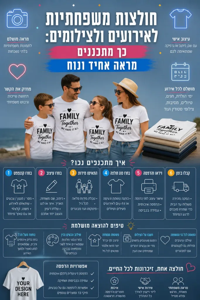 חולצות משפחתיות לאירועים ולצילומים: כך מתכננים מראה אחיד ונוח